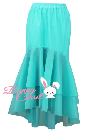 Elliana Cyne Blue Satin & Mesh Net Elasticated Skirt