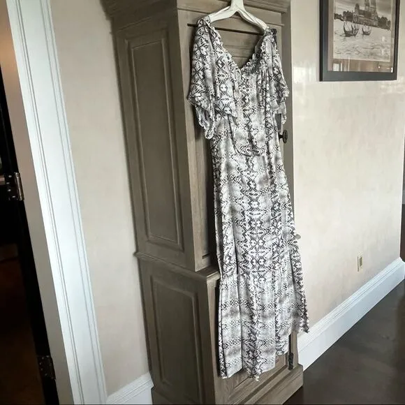 Eloquii Off Shoulder Snake Skin Maxi Dress 20 NEW