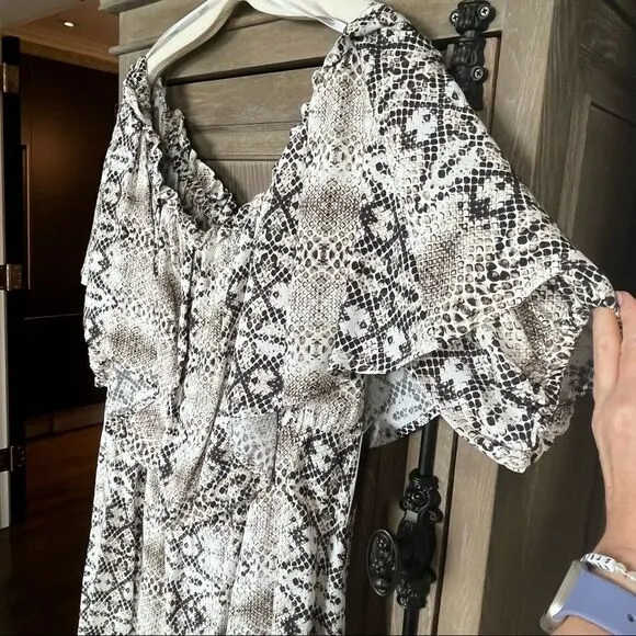 Eloquii Off Shoulder Snake Skin Maxi Dress 20 NEW