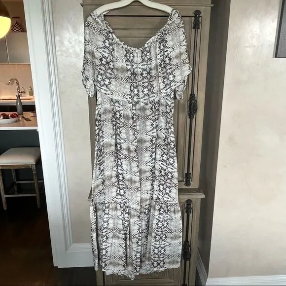 Eloquii Off Shoulder Snake Skin Maxi Dress 20 NEW
