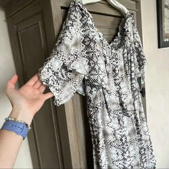 Eloquii Off Shoulder Snake Skin Maxi Dress 20 NEW