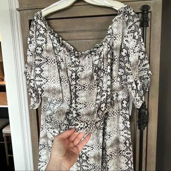 Eloquii Off Shoulder Snake Skin Maxi Dress 20 NEW