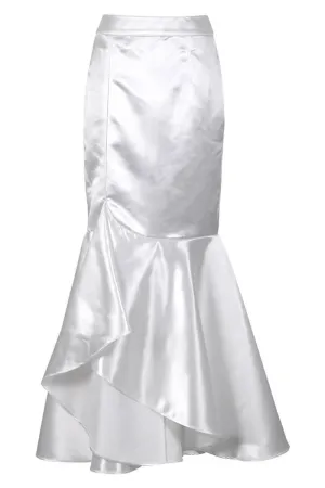 Elya Custom Made White Long Skirt with Ruffle