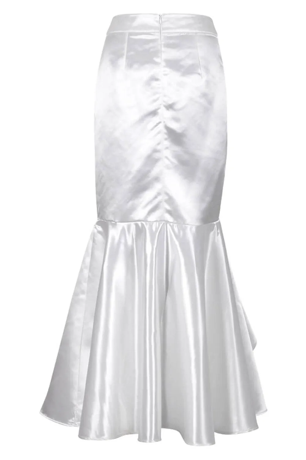 Elya White Long Skirt with Ruffle