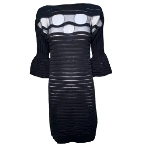 Emanuel Ungaro 1990's Black Peek-A-Boo Cut Bodice Knit Dress