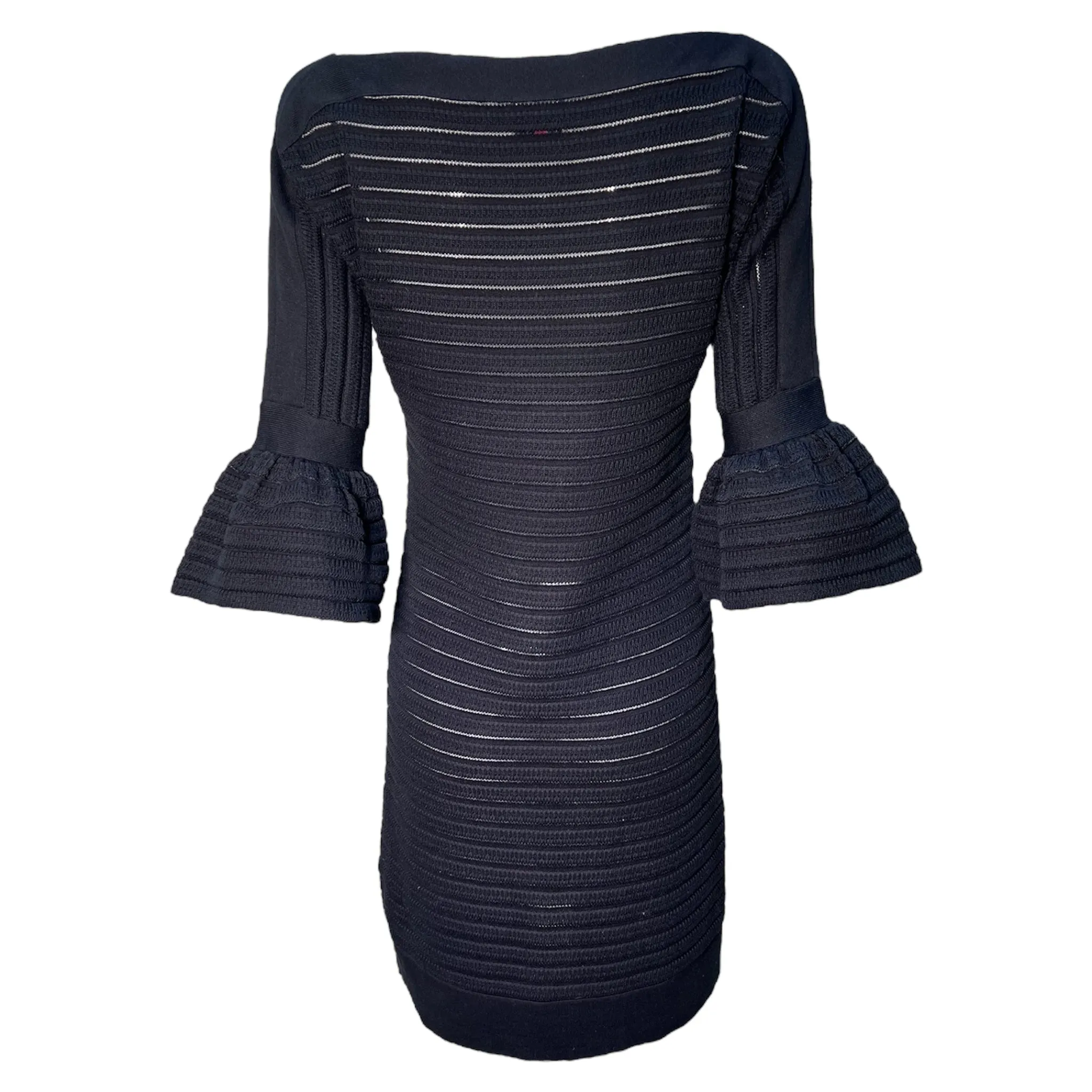 Emanuel Ungaro 1990's Black Peek-A-Boo Cut Bodice Knit Dress