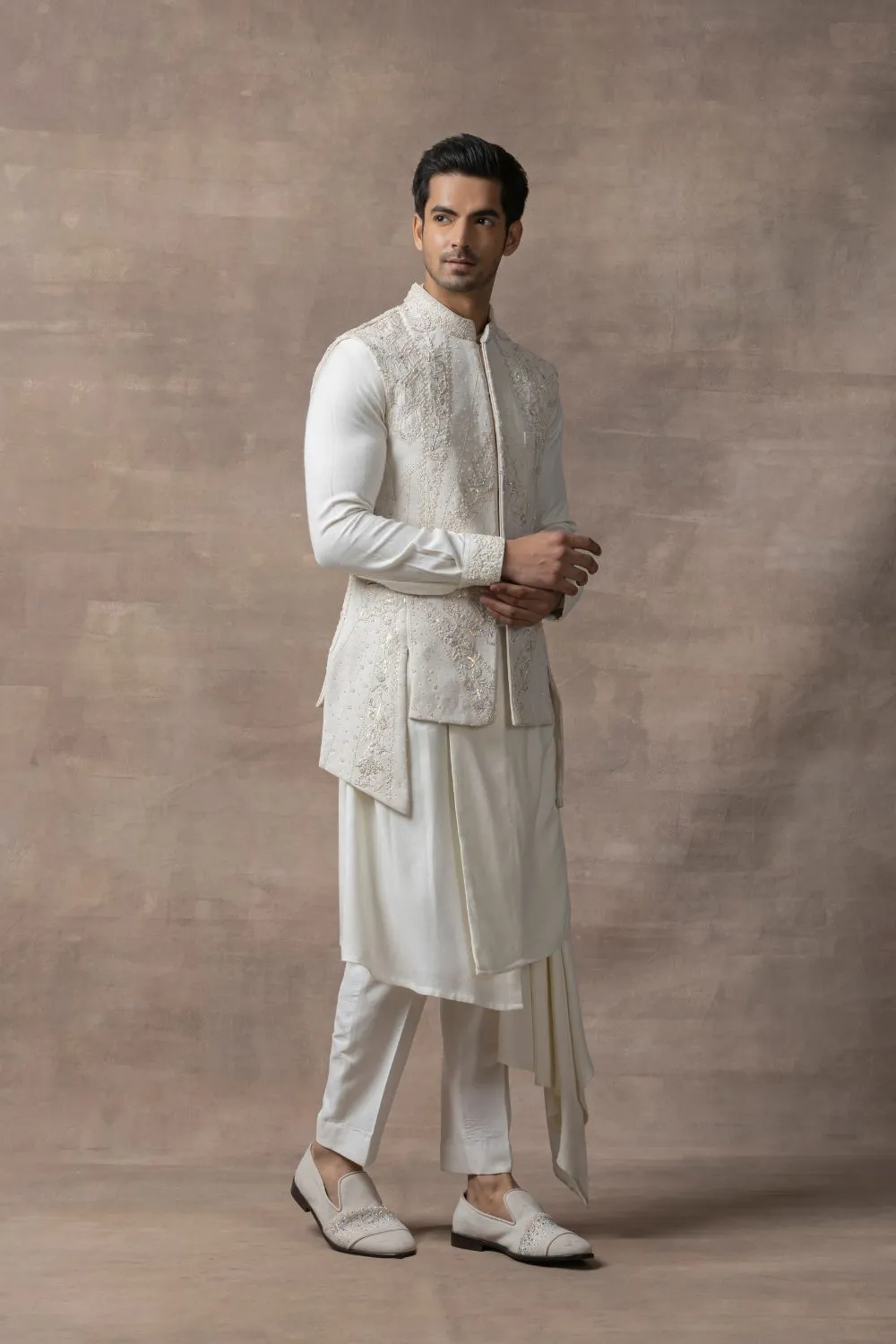 Embroidered Ivory Waist Coat St