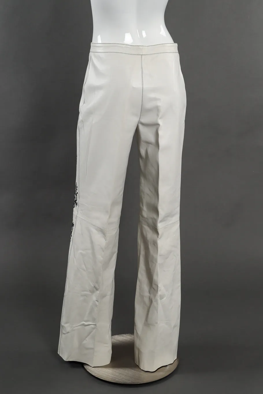 Embroidered Leather Vest and Pant Set