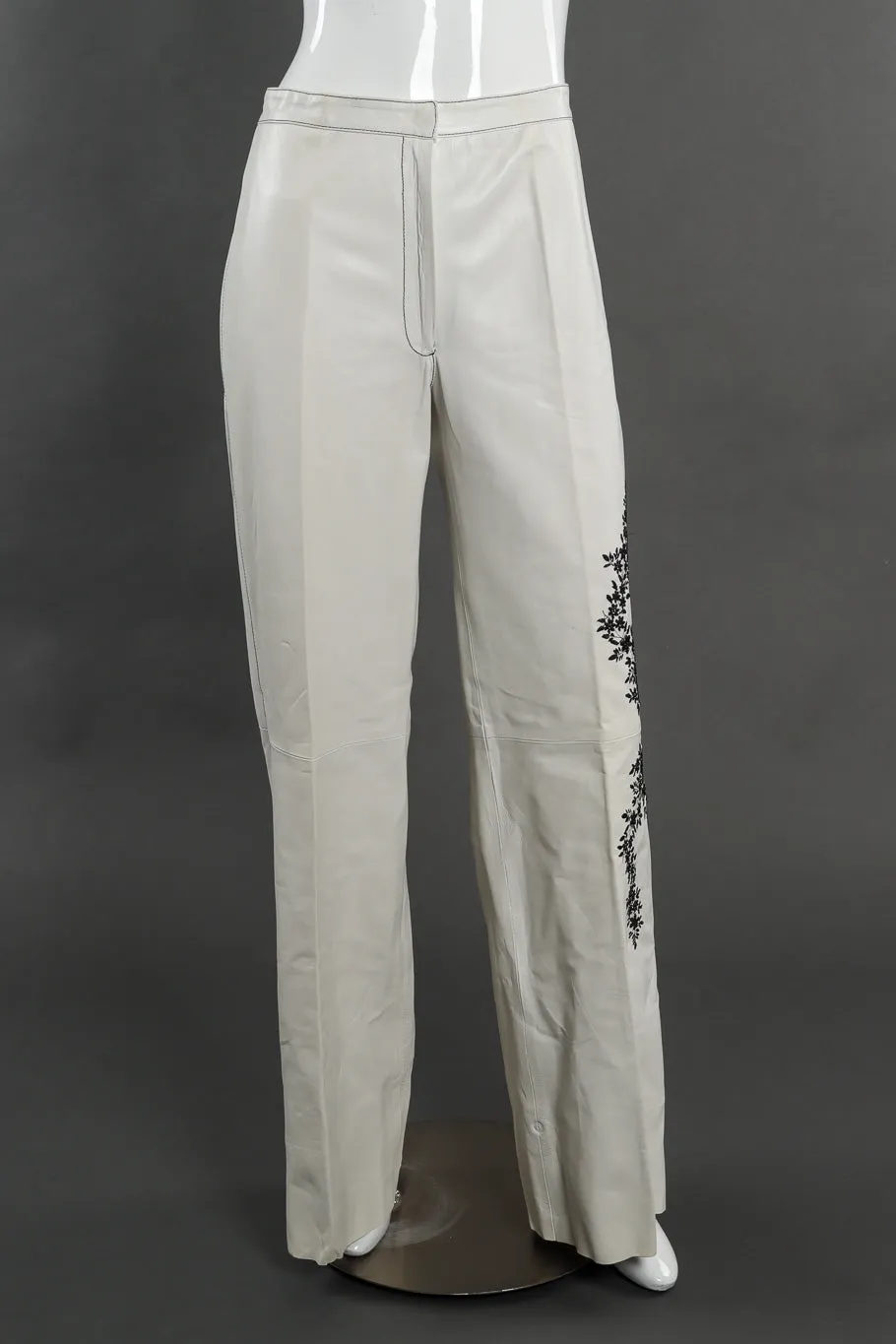 Embroidered Leather Vest and Pant Set