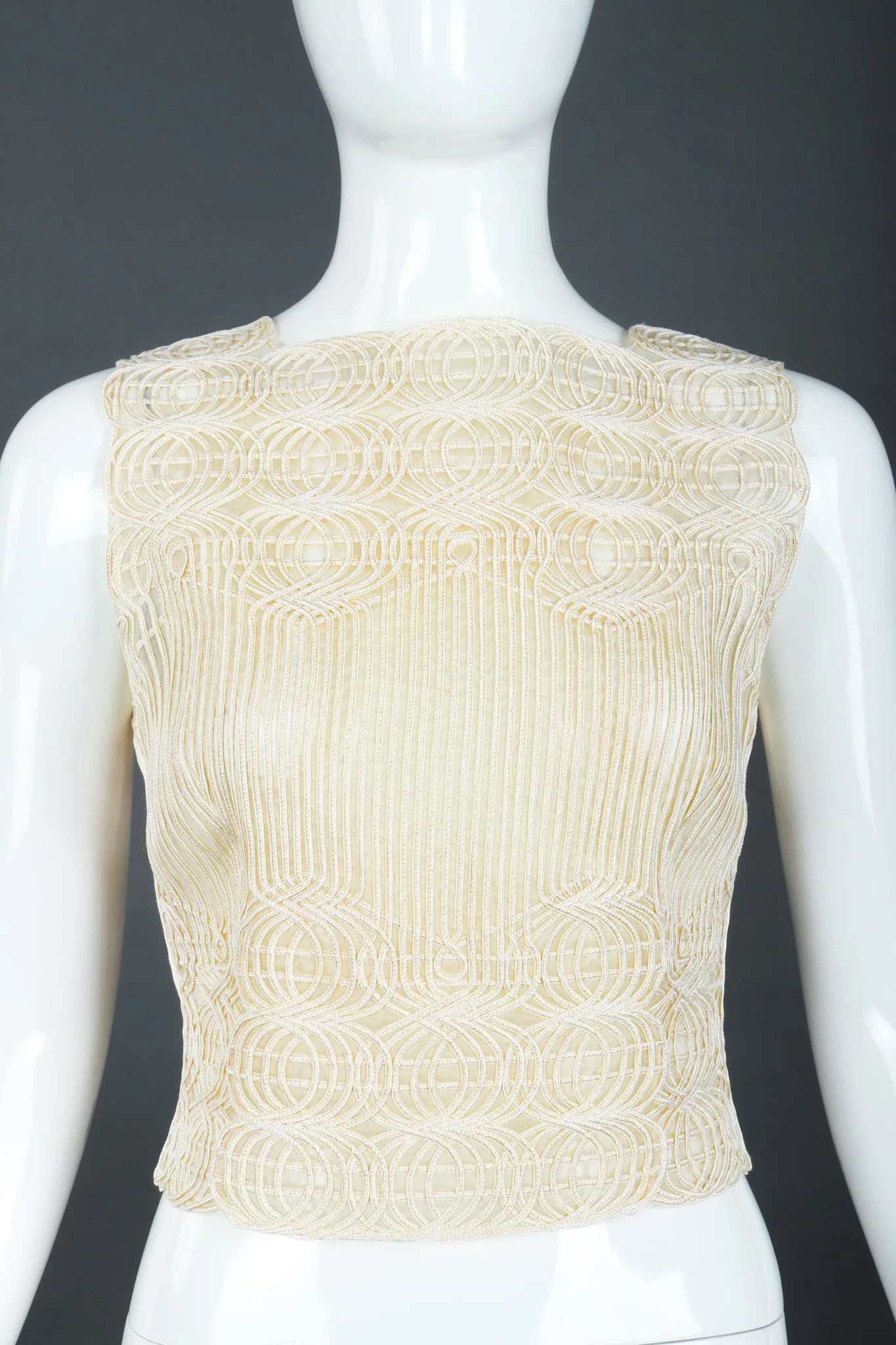 Embroidered Overlay Shell Top