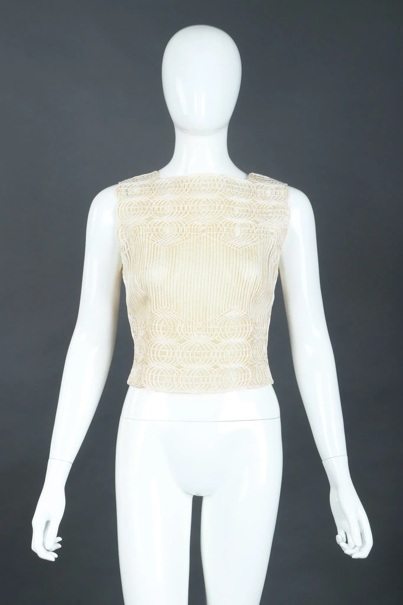 Embroidered Overlay Shell Top