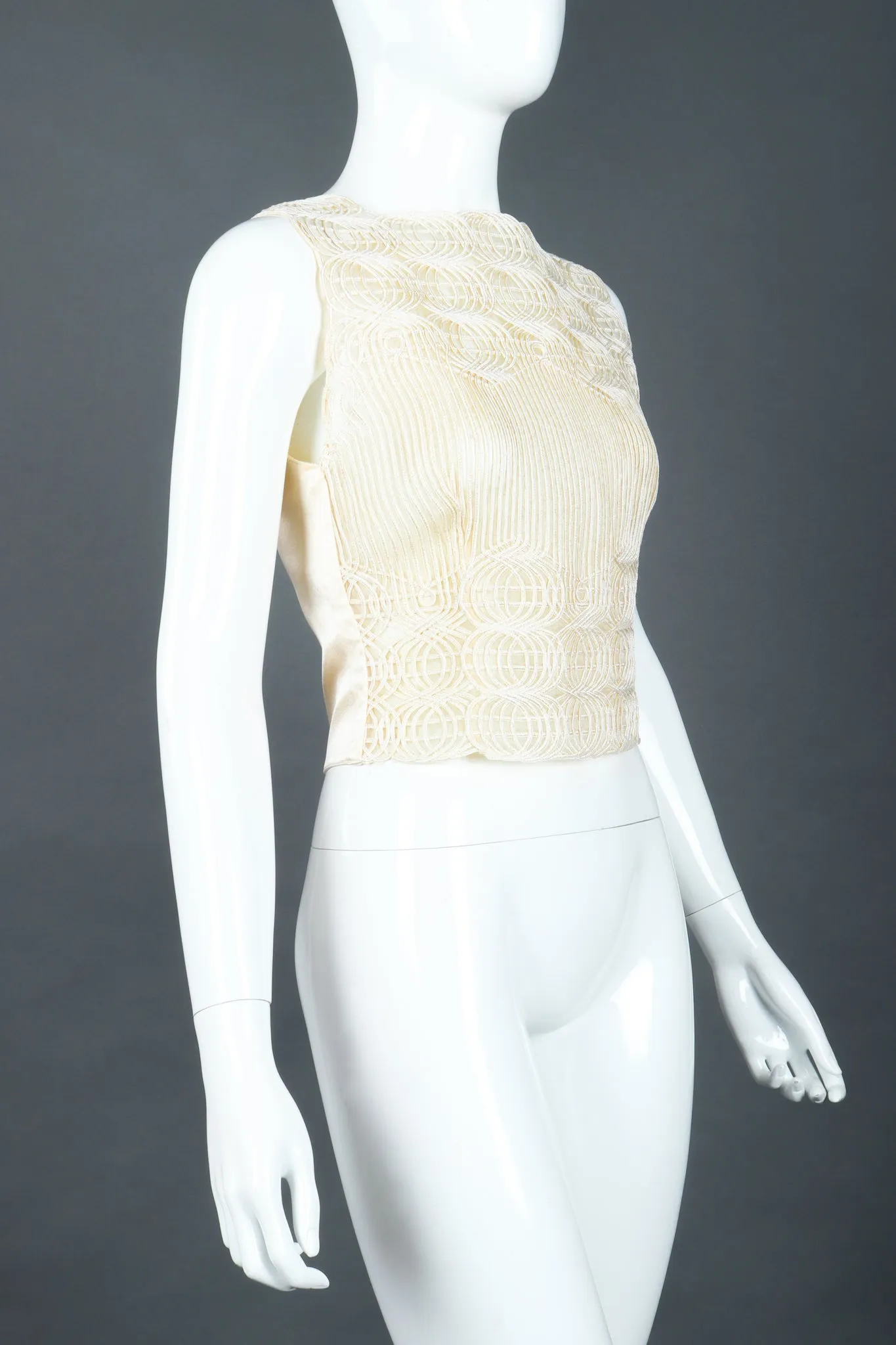 Embroidered Overlay Shell Top
