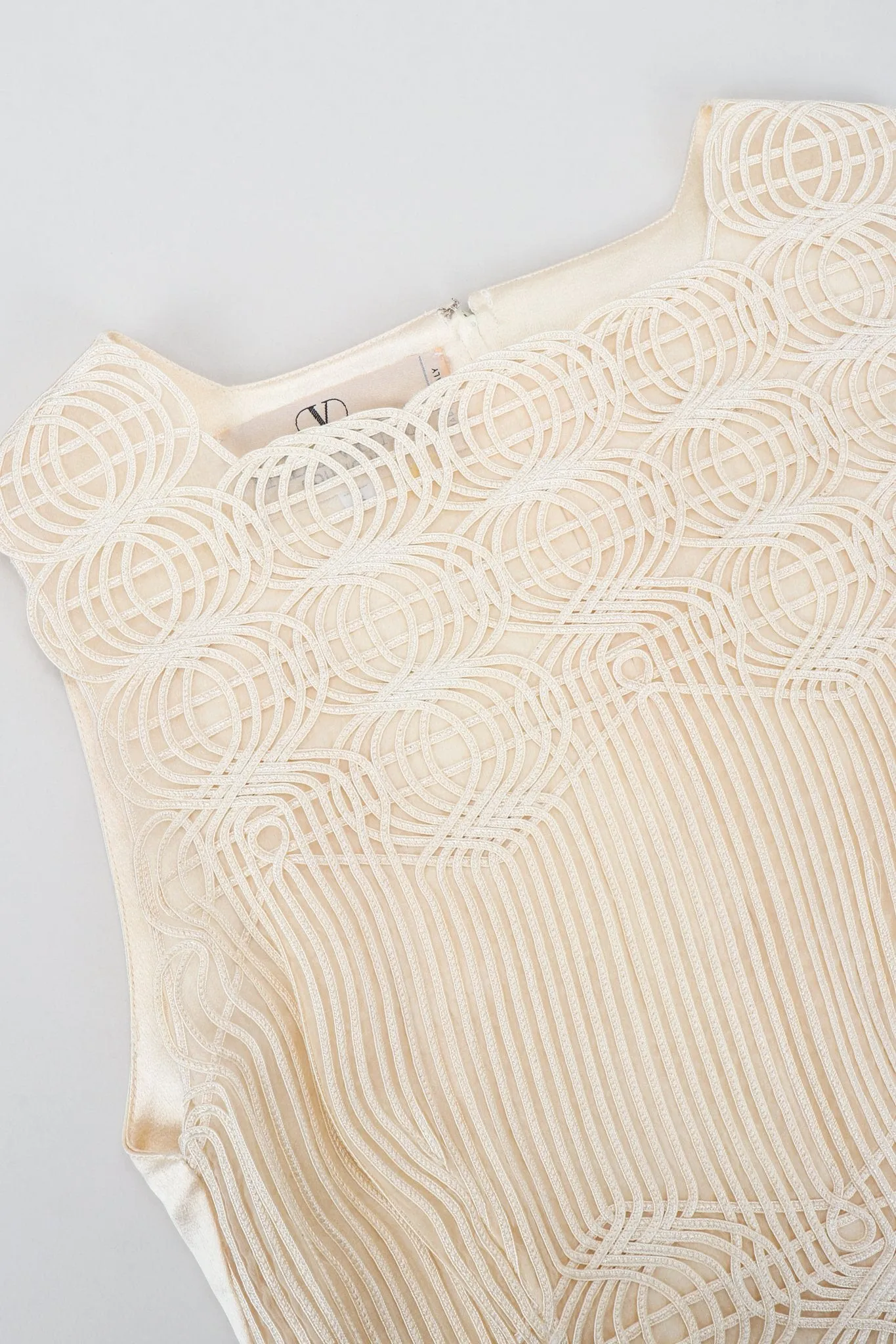 Embroidered Overlay Shell Top