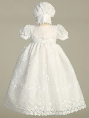 Emma Embroidered Tulle Christening Gown