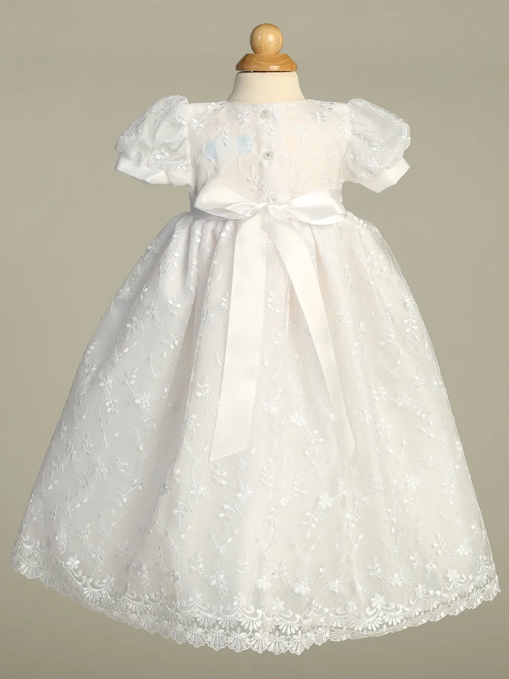 Emma Embroidered Tulle Christening Gown