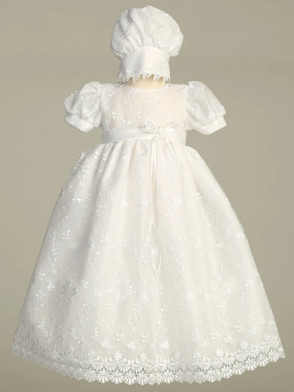 Emma Embroidered Tulle Christening Gown
