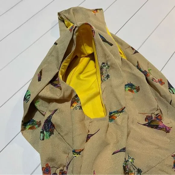 Eva Franco Has an Colorful Rainbow Multicolor Tropical Bird Novelty Print Dress