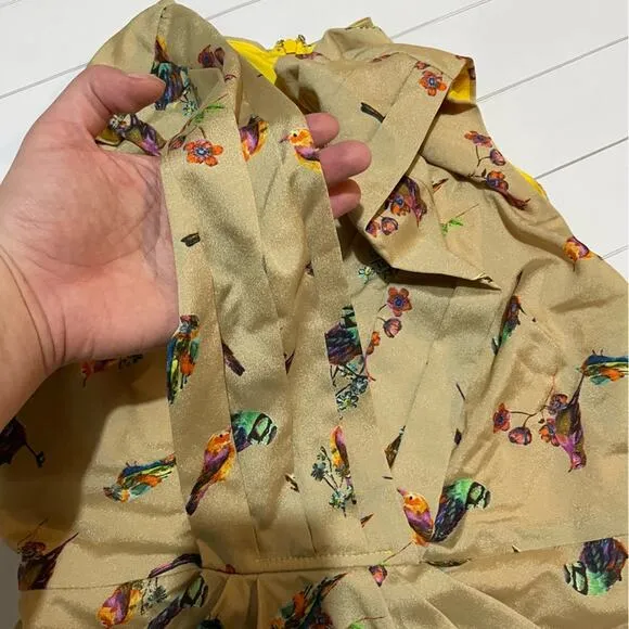 Eva Franco Has an Colorful Rainbow Multicolor Tropical Bird Novelty Print Dress