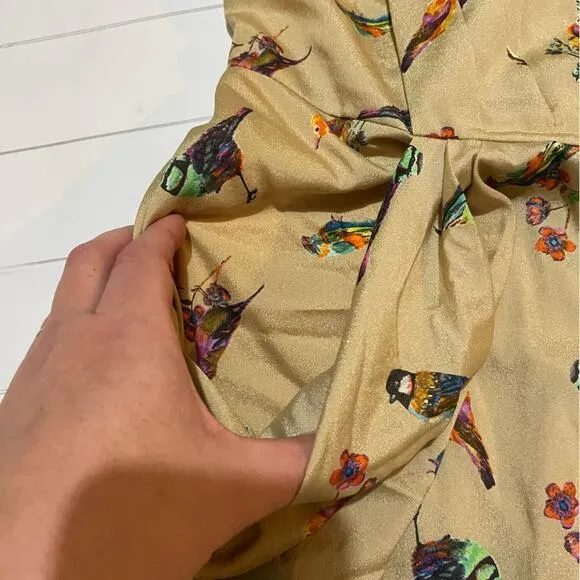 Eva Franco Has an Colorful Rainbow Multicolor Tropical Bird Novelty Print Dress