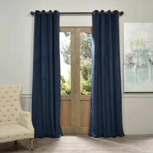 Exclusive Fabrics Midnight Blue Grommet Velvet Blackout Single Curtain (1 Panel)