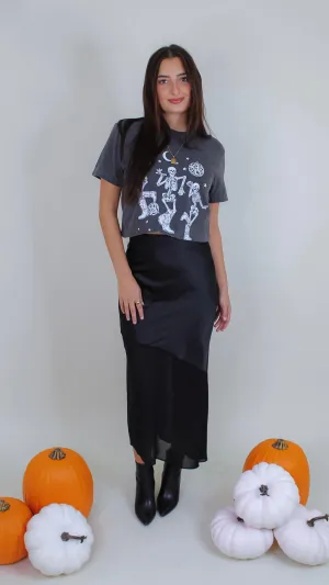 Ezra Black Satin Skirt