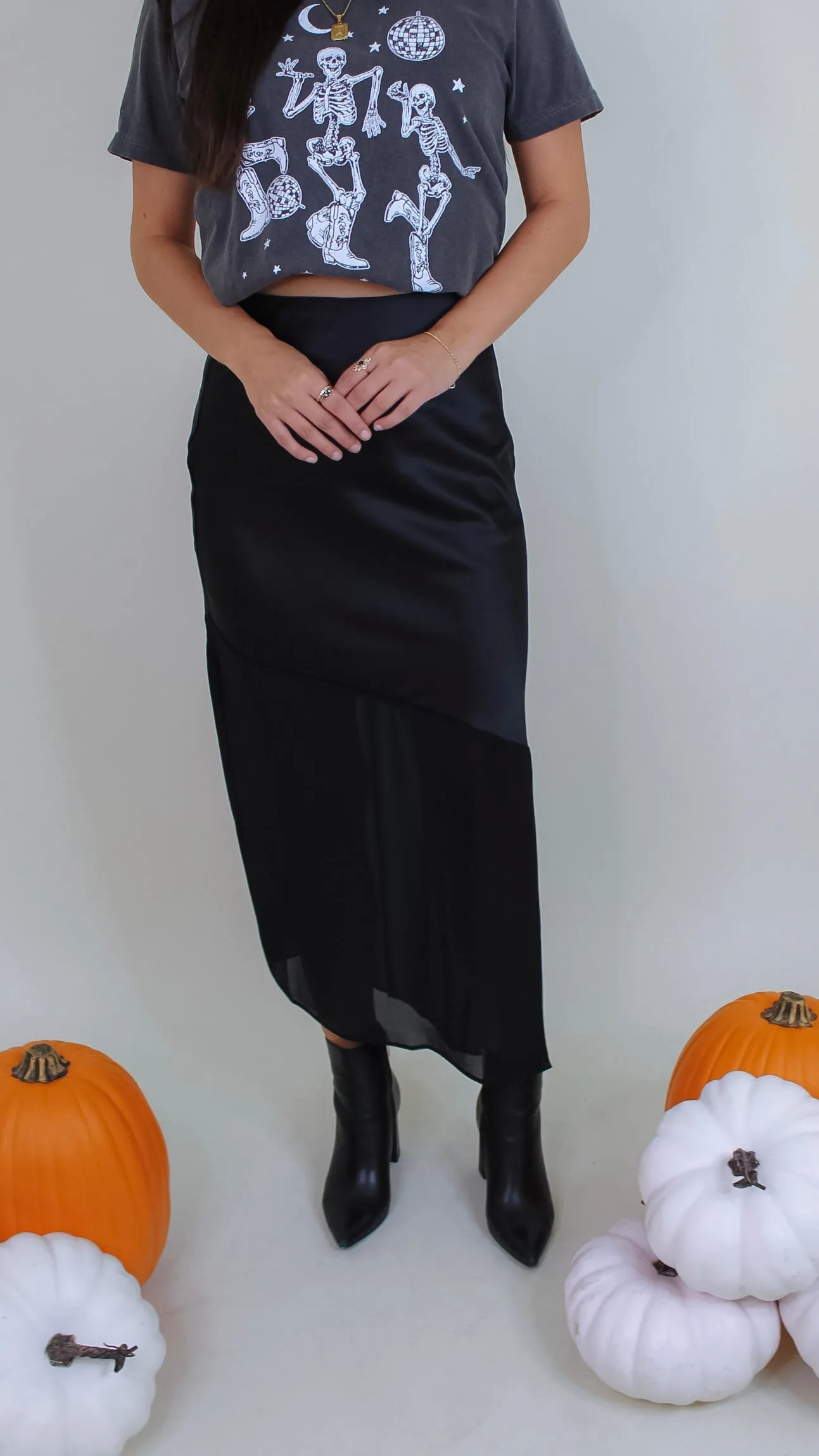 Ezra Black Satin Skirt