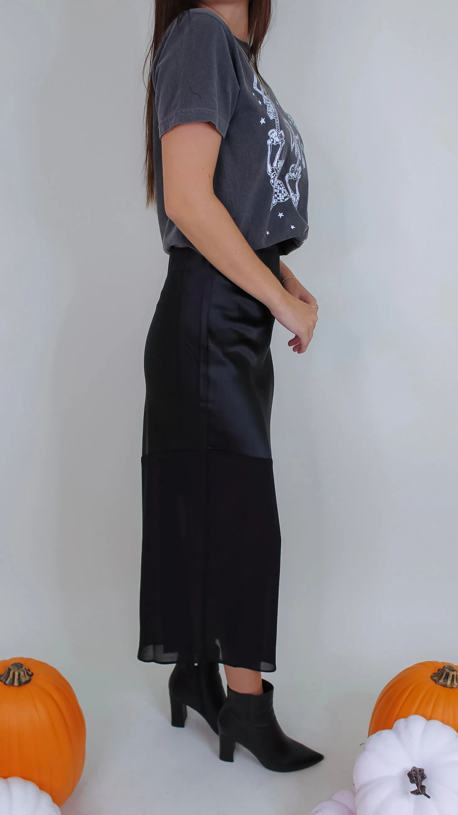 Ezra Black Satin Skirt