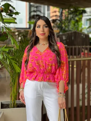 Floral Ways Balloon Sleeve Blouse
