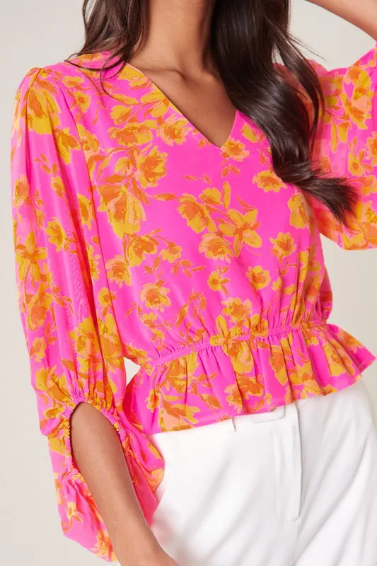 Floral Ways Balloon Sleeve Blouse