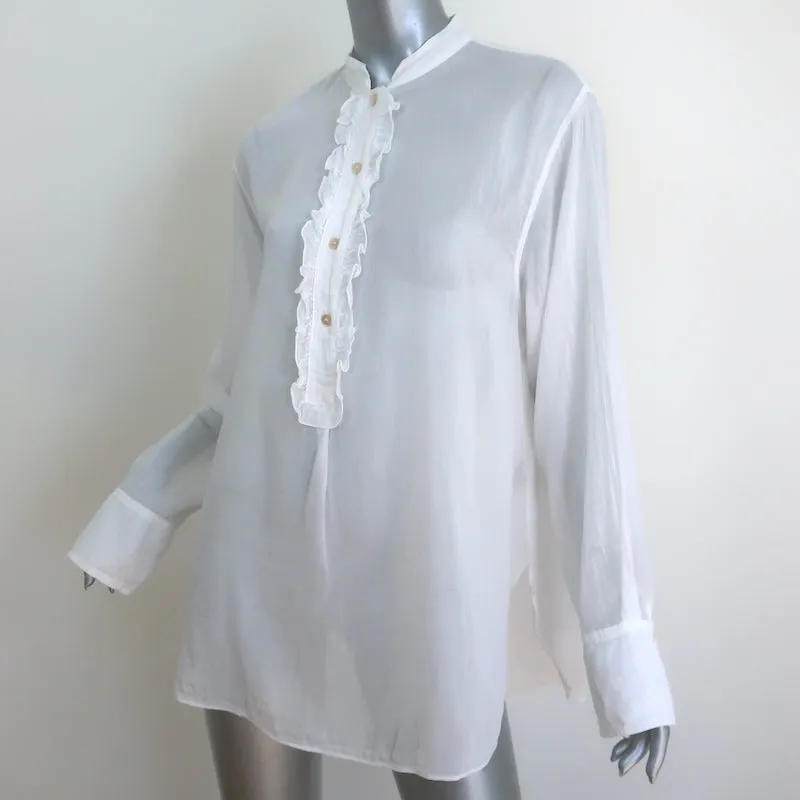 Forte Forte Ruffle Shirt White Cotton-Silk Size 1 Long Sleeve Top