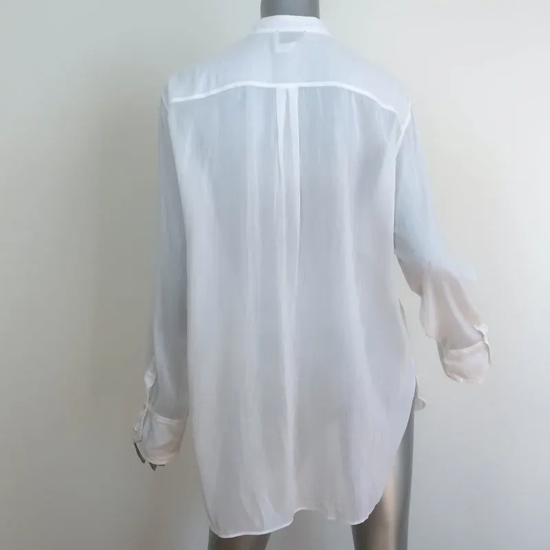 Forte Forte Ruffle Shirt White Cotton-Silk Size 1 Long Sleeve Top