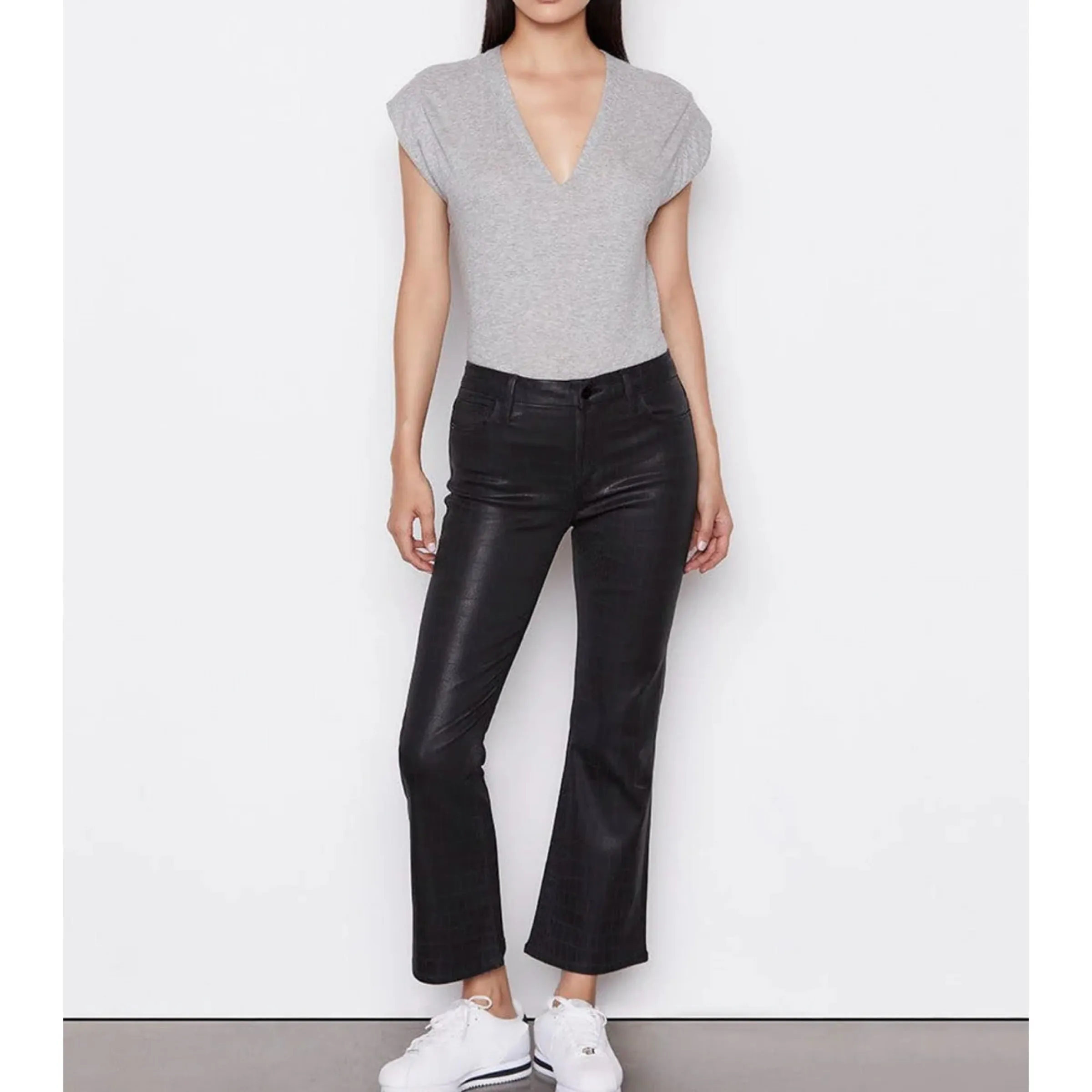 Frame Le Crop Black Leather Pants Size 32