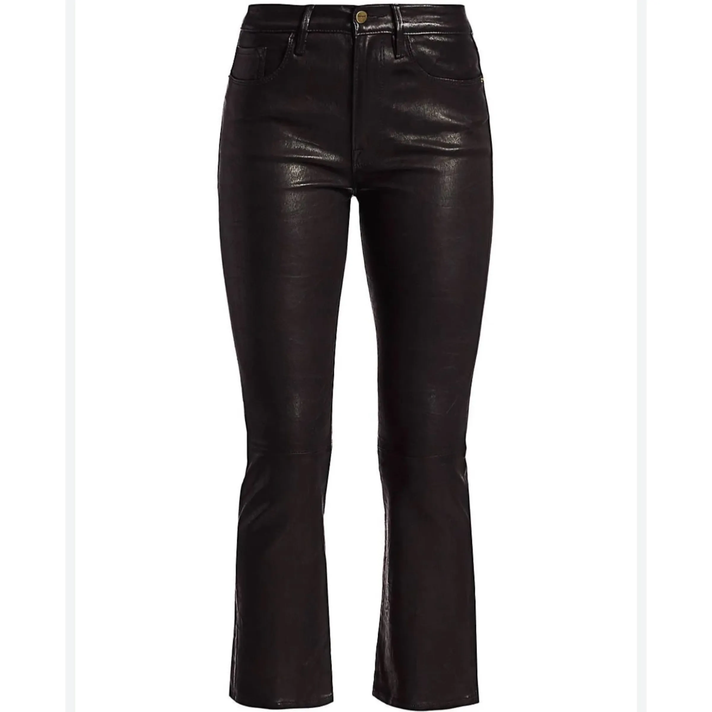 Frame Le Crop Black Leather Pants Size 32