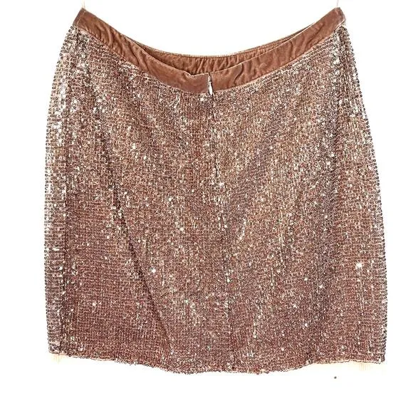 FREE PEOPLE Women’s Wild Child Velvet and Sequin Mesh Mini Skirt 12