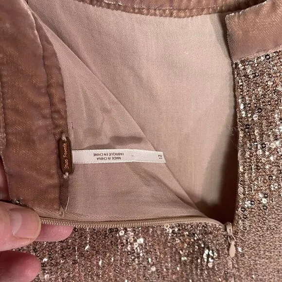 FREE PEOPLE Women’s Wild Child Velvet and Sequin Mesh Mini Skirt 12