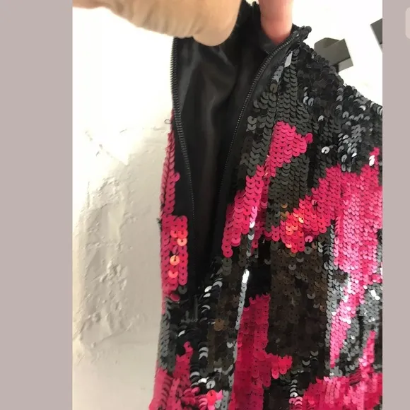 French Connection Sequined Mini Skirt Pink Black