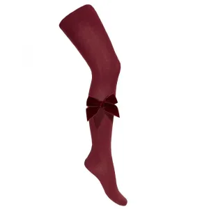 Garnet Velvet Bow Tights