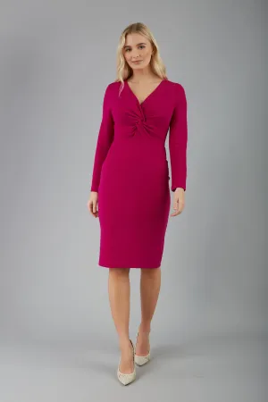 Gately Long Sleeve Twisted Low V-Neck Pencil Dress