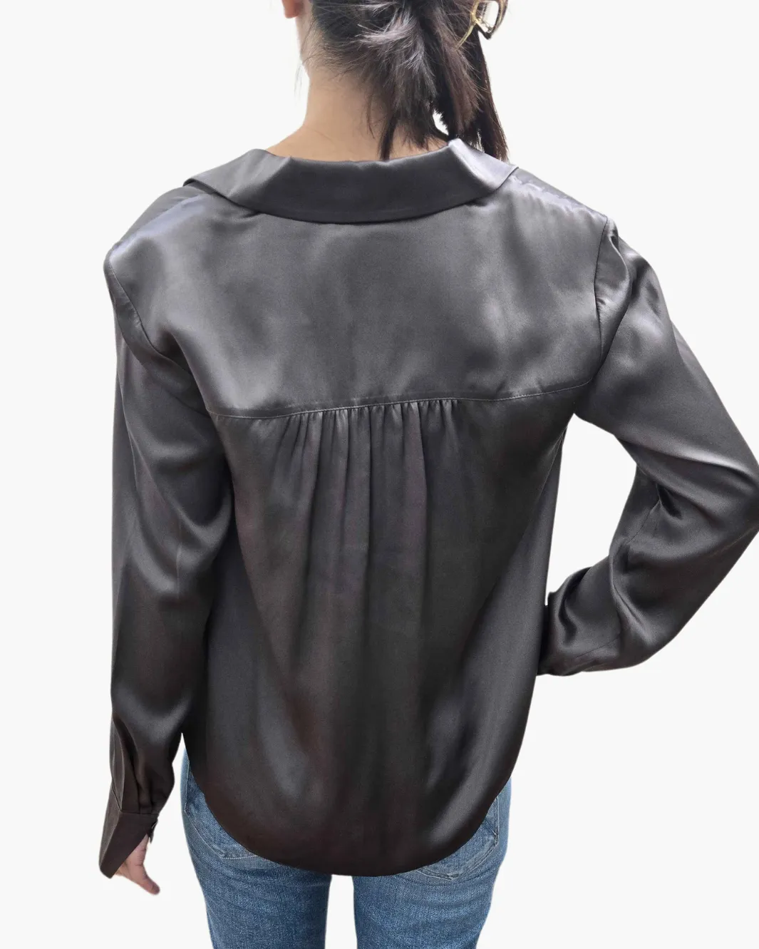 GO CALL THE SHOTS BLOUSE IN HEMATITE
