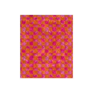 Grapefruit Checkered Crushed Velvet Throw