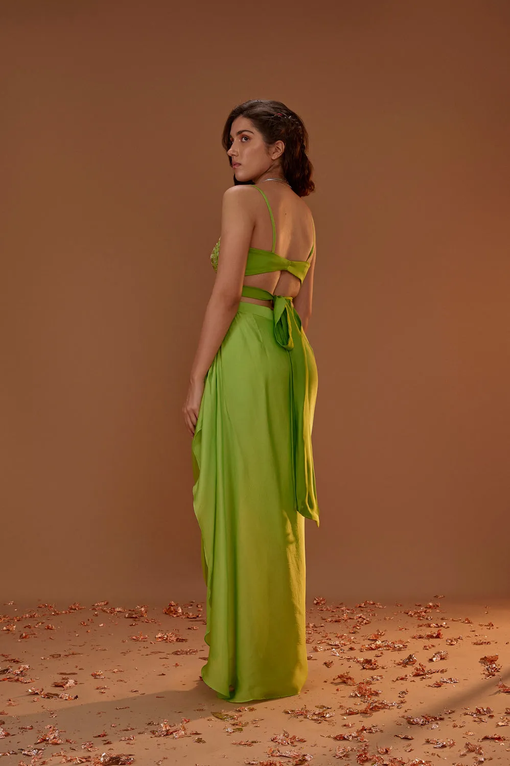 Green Dhoti With Bustier