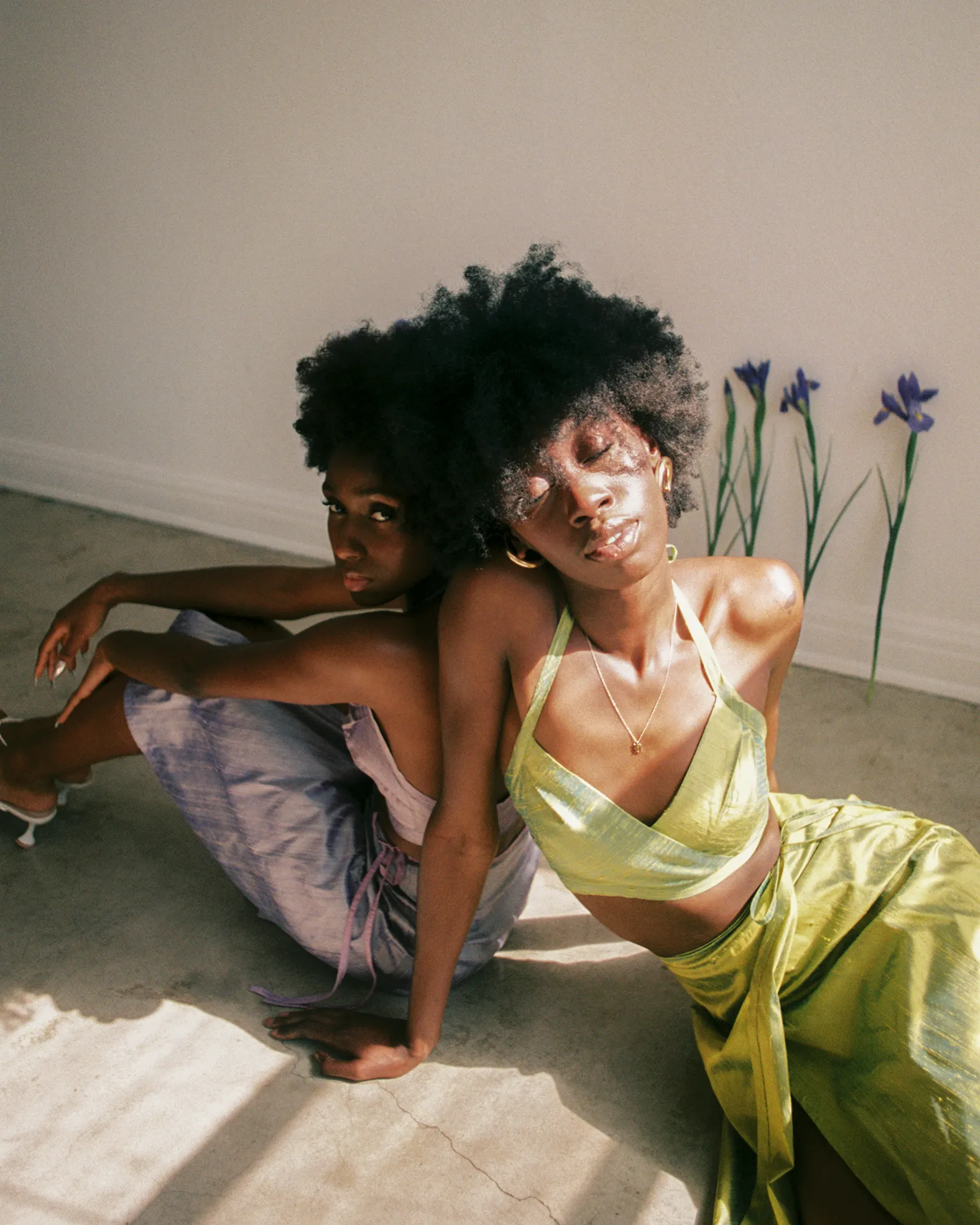 Green Silk Halter Top