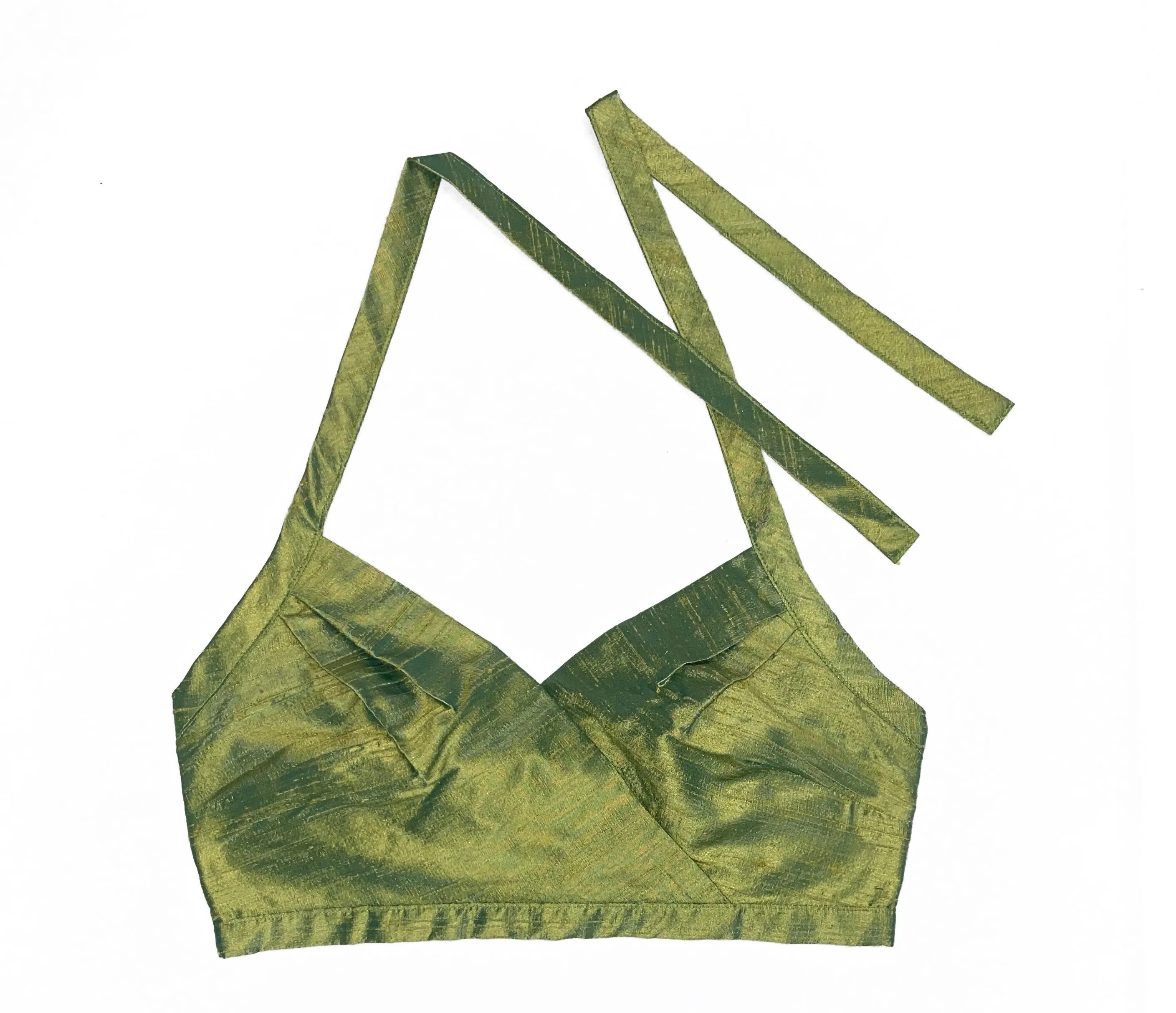 Green Silk Halter Top