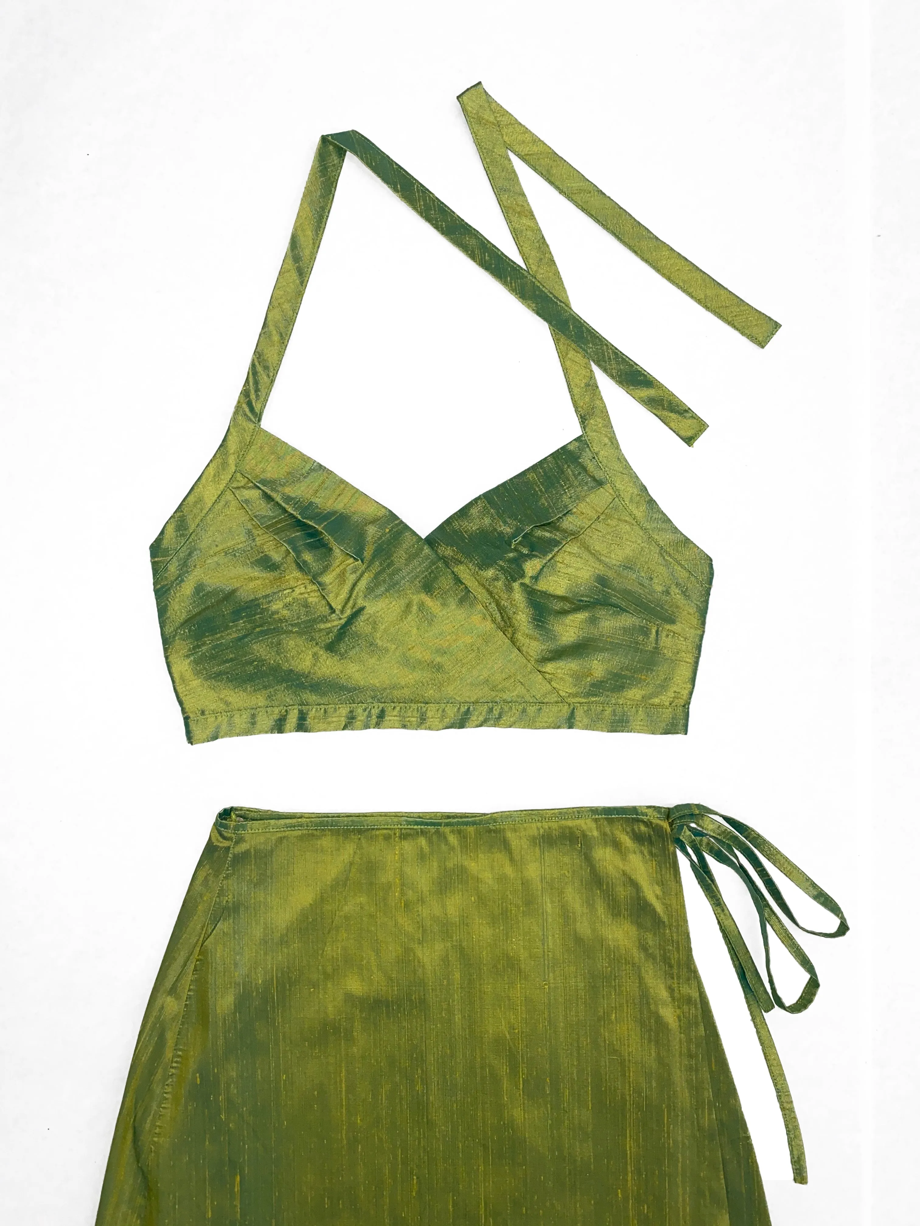 Green Silk Halter Top