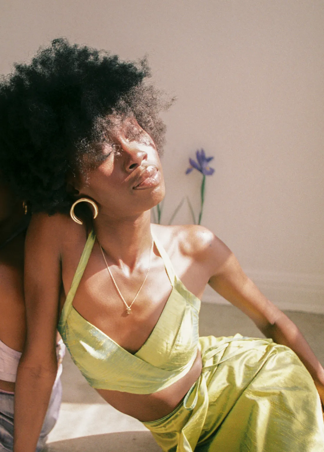 Green Silk Halter Top