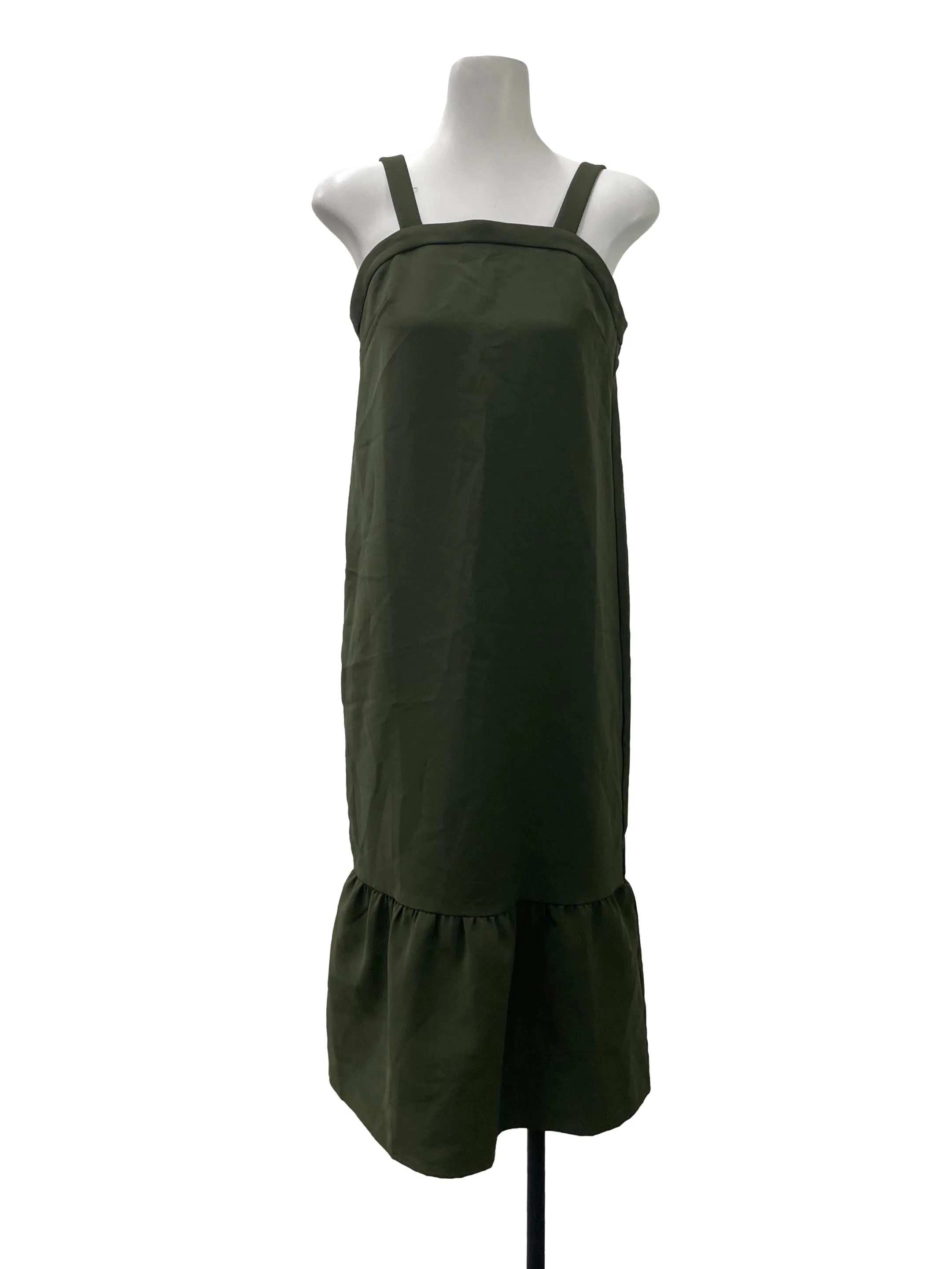 Green Square Neck Peplum Dress