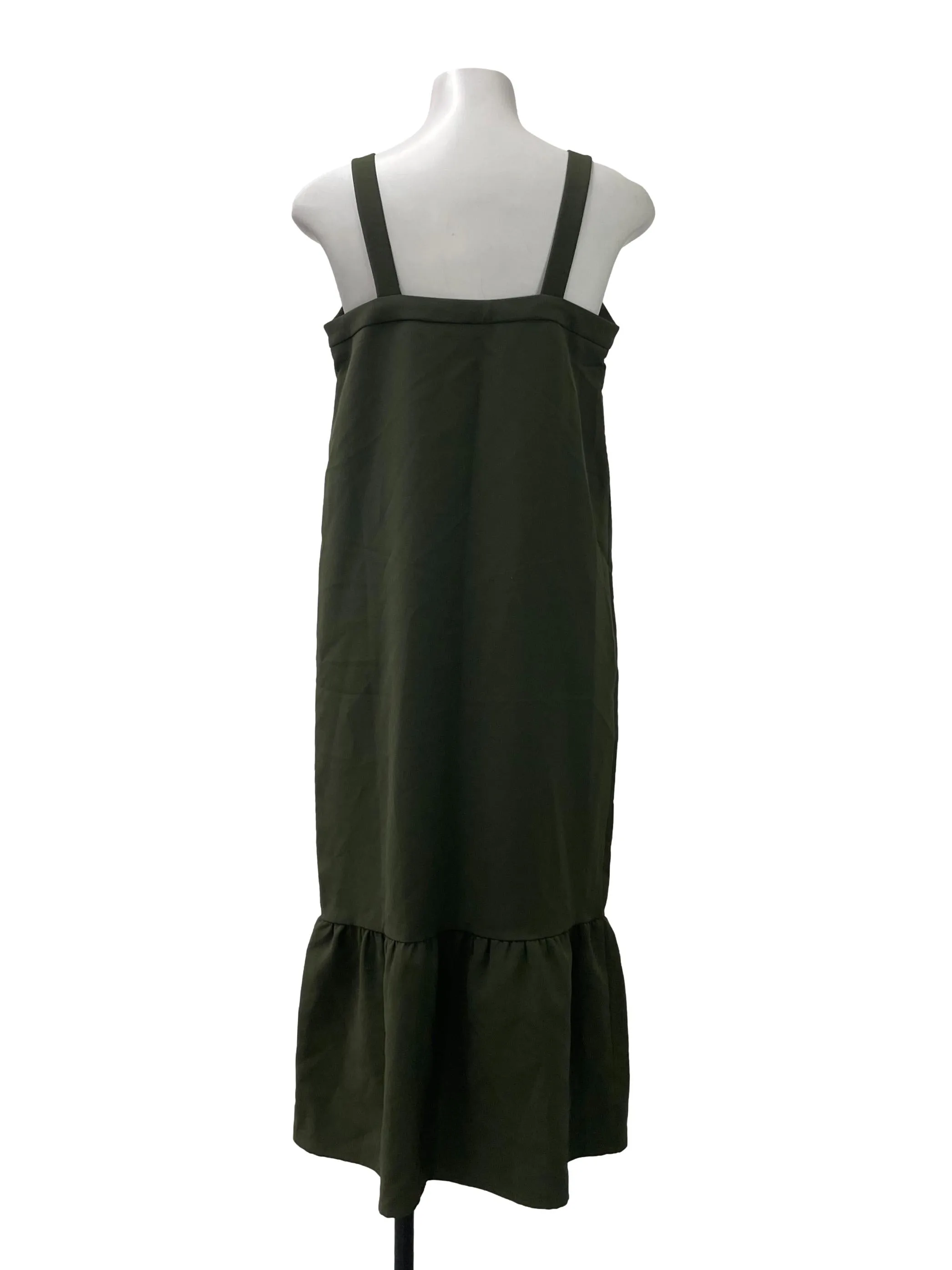 Green Square Neck Peplum Dress