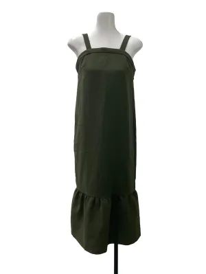 Green Square Neck Peplum Dress