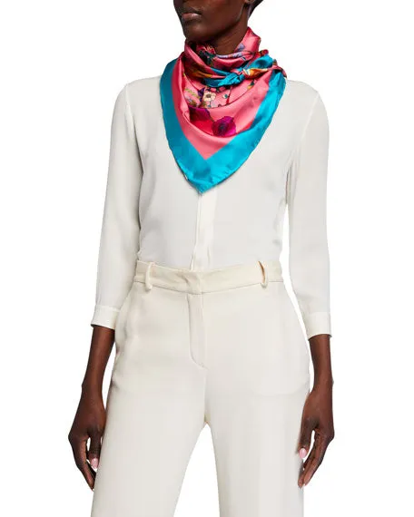 Gucci Flora Gothic Print Silk Scarf in Pink