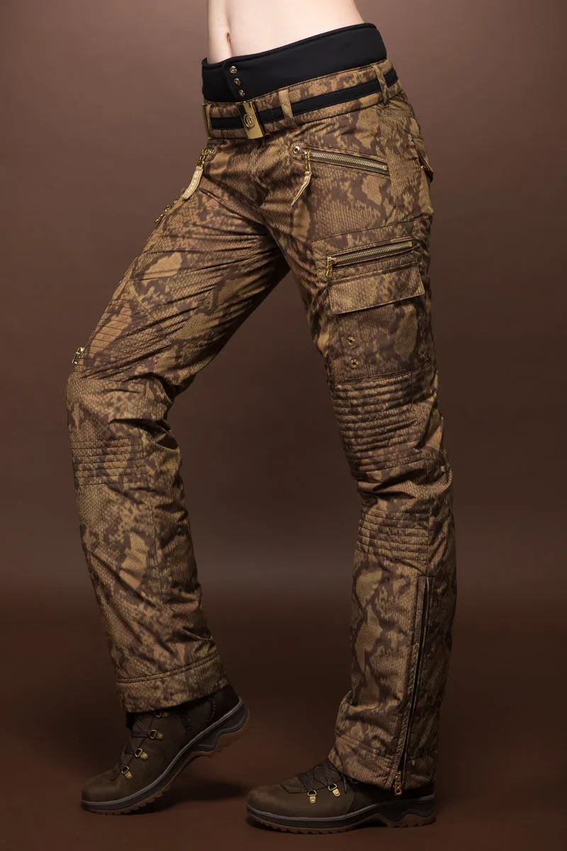 Gwenn Leather Python Print Ski Pants